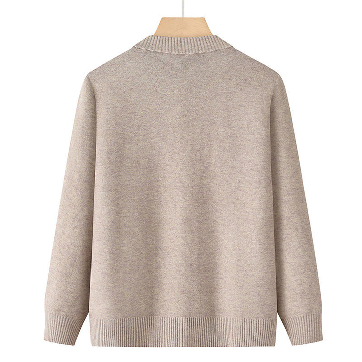 Damen nan bestickte Strickjacke mit Rundhalsausschnitt, Zierknopfleiste und aufgesetzten Taschen Drune