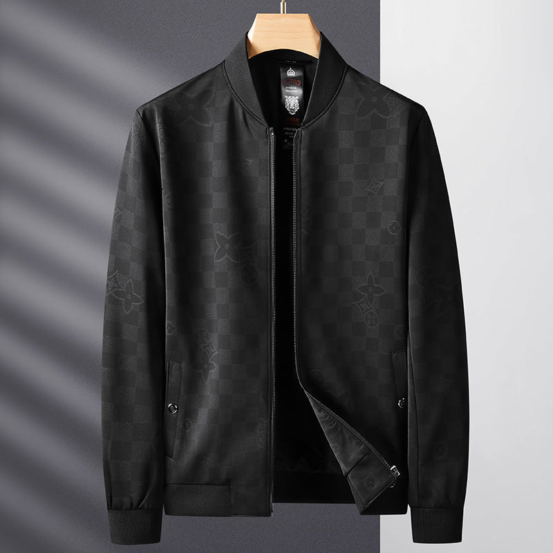 Herren Leichte Bomberjacke im Jacquard‑Monogramm mit Reißverschluss und Rippbündchen Drune