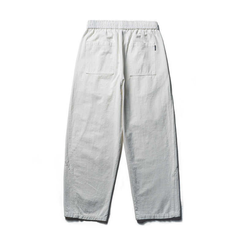 Herren Leichte Loose‑Fit Leinen‑Baumwoll‑Freizeithose mit elastischem Bund, Kordelzug und Utility‑Taschen Drune