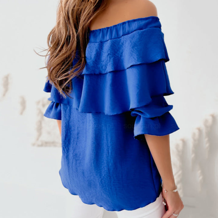 Damen Off-Shoulder Bluse mit Rüschendesign Drune