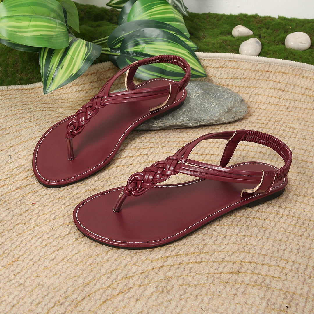 Damen Zehenstegsandalen mit geflochtenem Riemendesign und rutschfester Sohle Drune