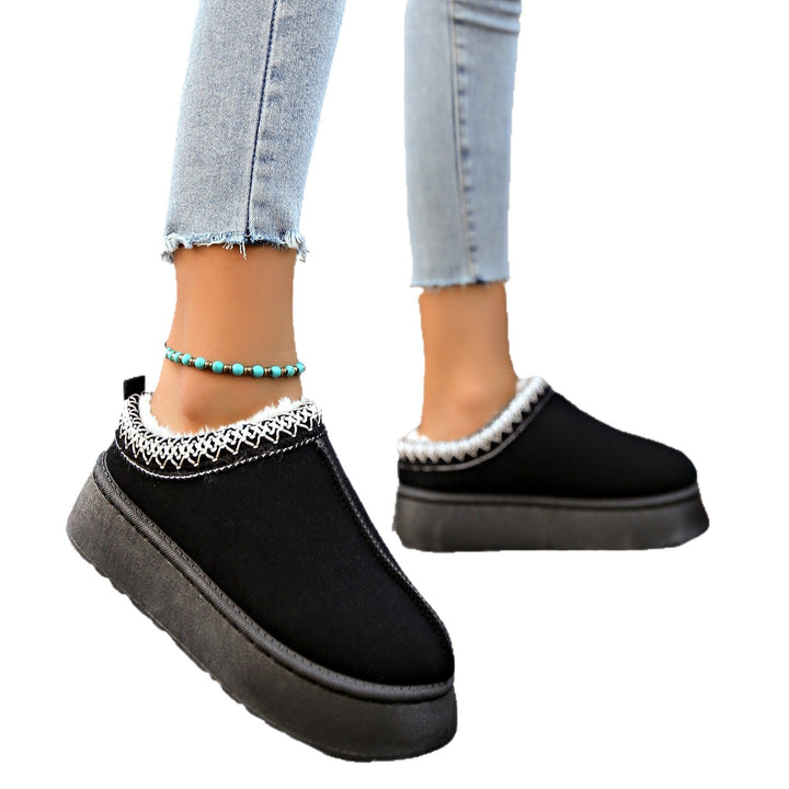Damen Gefütterte Hausschuhe-Mules mit Teddyfutter und dekorativem Strickbesatz Drune