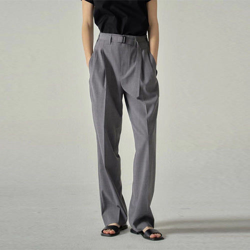 Damen elegante Stoffhose mit hohen Bund und schickem Gürtel Drune