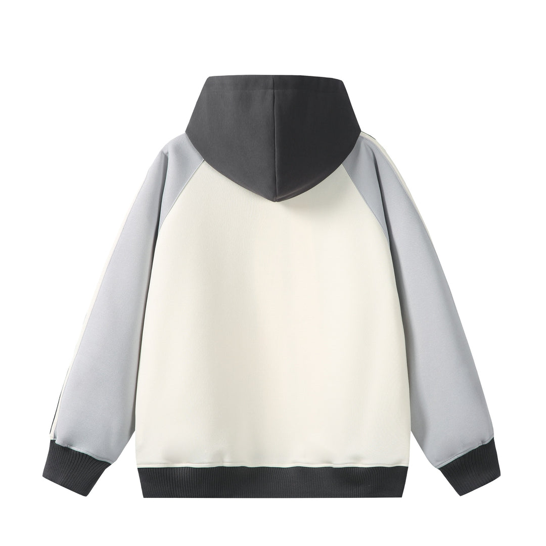 Unisex Kapuzen‑Zipjacke im Retro‑Sportstil mit Colorblock‑Einsätzen und Kängurutasche Drune