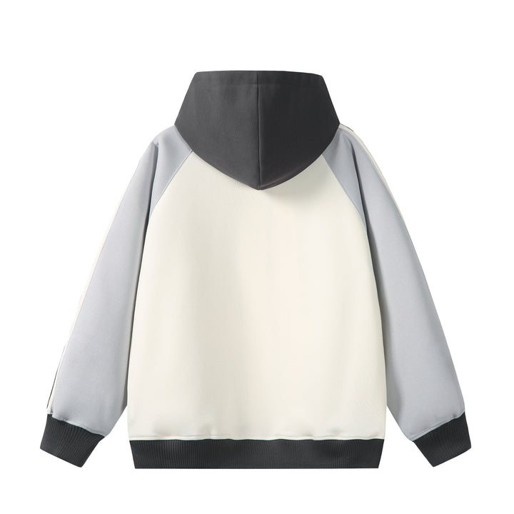 Unisex Kapuzen‑Zipjacke im Retro‑Sportstil mit Colorblock‑Einsätzen und Kängurutasche Drune