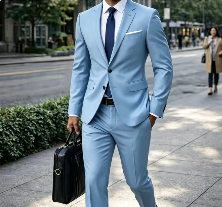 Herren Zweiteiliger Slim-Fit Businessanzug mit tailliertem Revers und schlanker Anzughose Drune