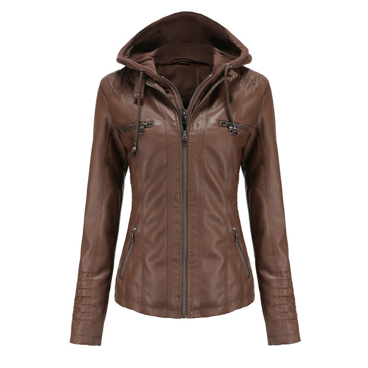 Drune | Lederjacke - Mit Kapuze - Figurbetonter Schnitt - Vielseitig & Stylisch