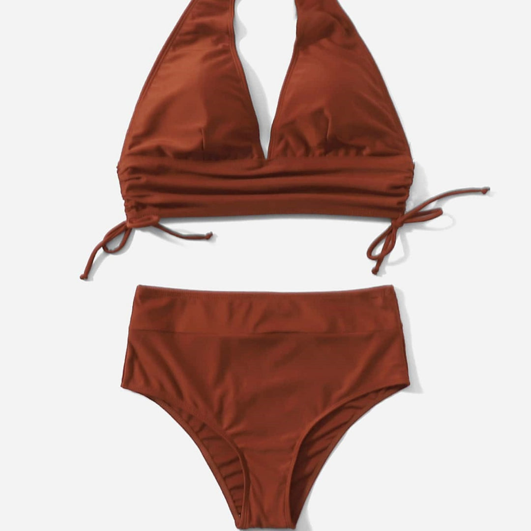 Damen Hoch geschnittener Bikini mit verstellbaren Rüschen Drune