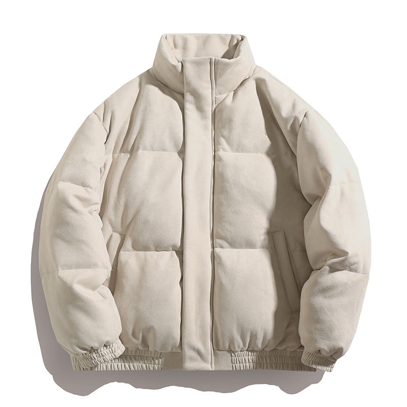 Unisex Gefütterte Velours-Pufferjacke im Boxy‑Schnitt mit hohem Kragen und verdecktem Reißverschluss Drune