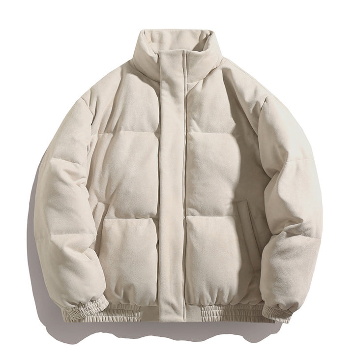 Unisex Gefütterte Velours-Pufferjacke im Boxy‑Schnitt mit hohem Kragen und verdecktem Reißverschluss Drune