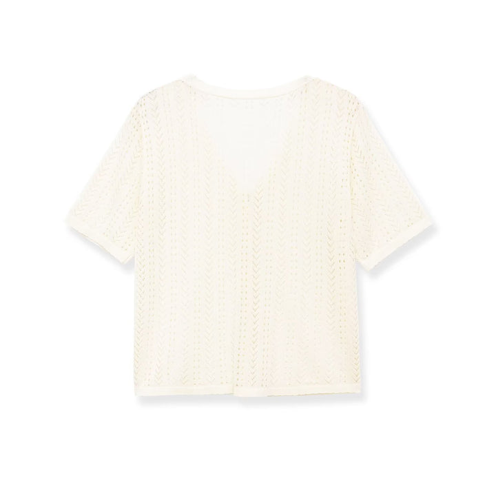 Damen Strick-Crop-Top mit V-Ausschnitt und Knopfverschluss Drune