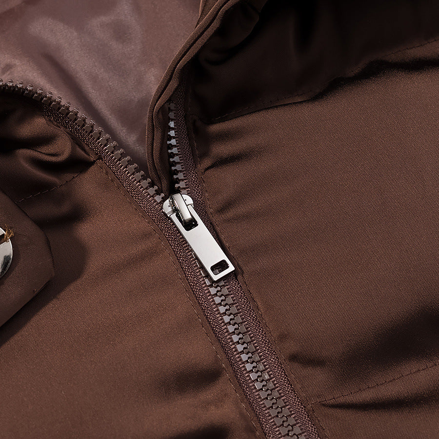 Damen nan kurze wattierte Steppjacke mit voluminösem Stehkragen, verdeckter Zwei-Wege-Reißverschluss und praktischen Eingrifftaschen Drune