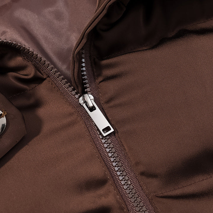 Damen nan kurze wattierte Steppjacke mit voluminösem Stehkragen, verdeckter Zwei-Wege-Reißverschluss und praktischen Eingrifftaschen Drune