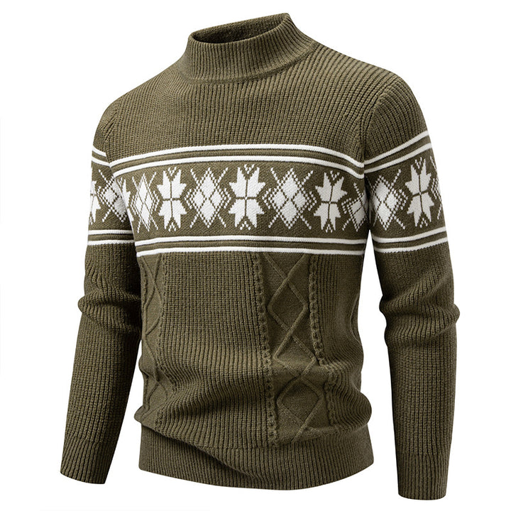 Herren Norwegermuster-Rollkragenpullover aus Feinstrick mit Zopfmuster-Details Drune