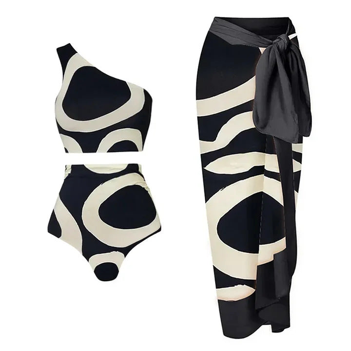 Damen Bikiniset mit asymmetrischem Oberteil und elegantem Wickelrock Drune