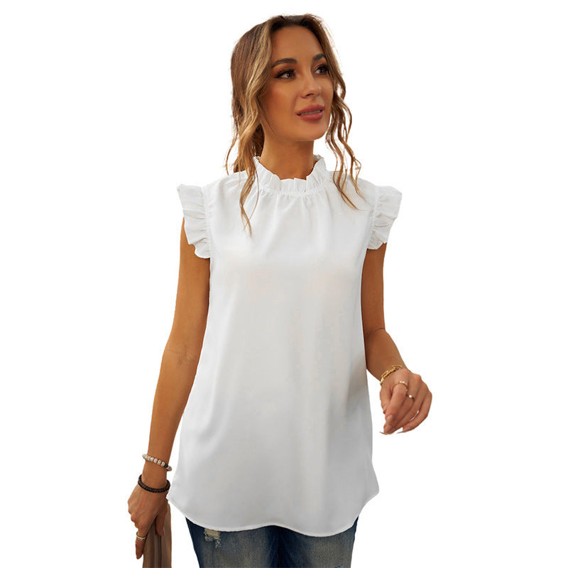 Damen Elegante Bluse mit Rüschendetails Drune