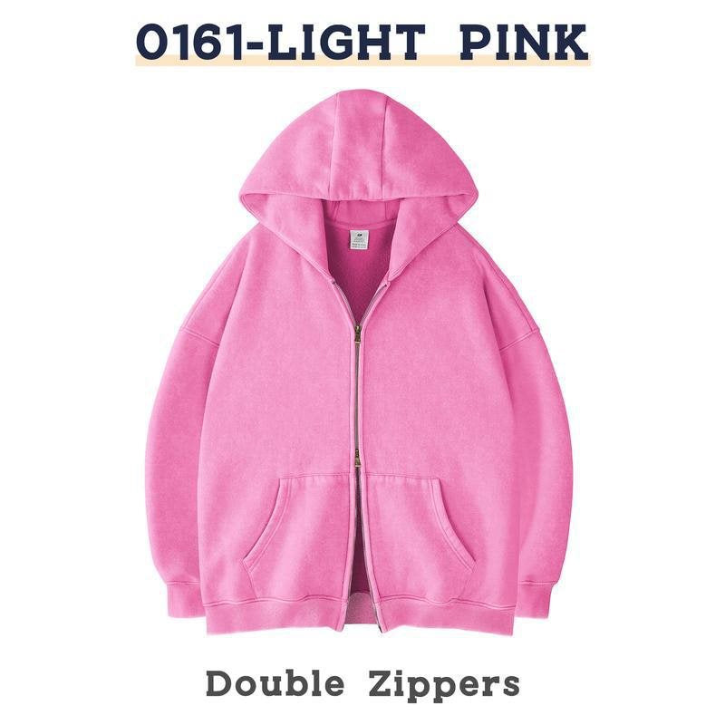 Unisex Oversized Kapuzenjacke mit Doppelreißverschluss und Kängurutaschen Drune