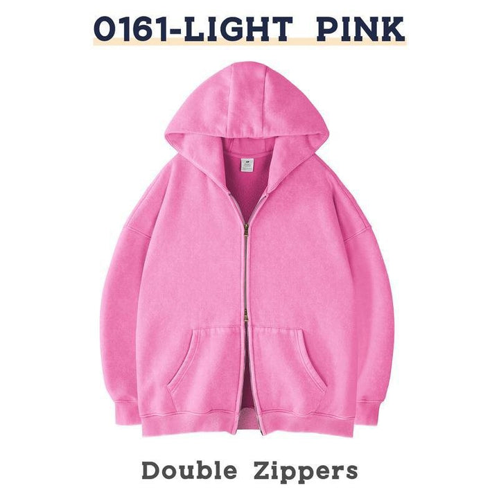 Unisex Oversized Kapuzenjacke mit Doppelreißverschluss und Kängurutaschen Drune