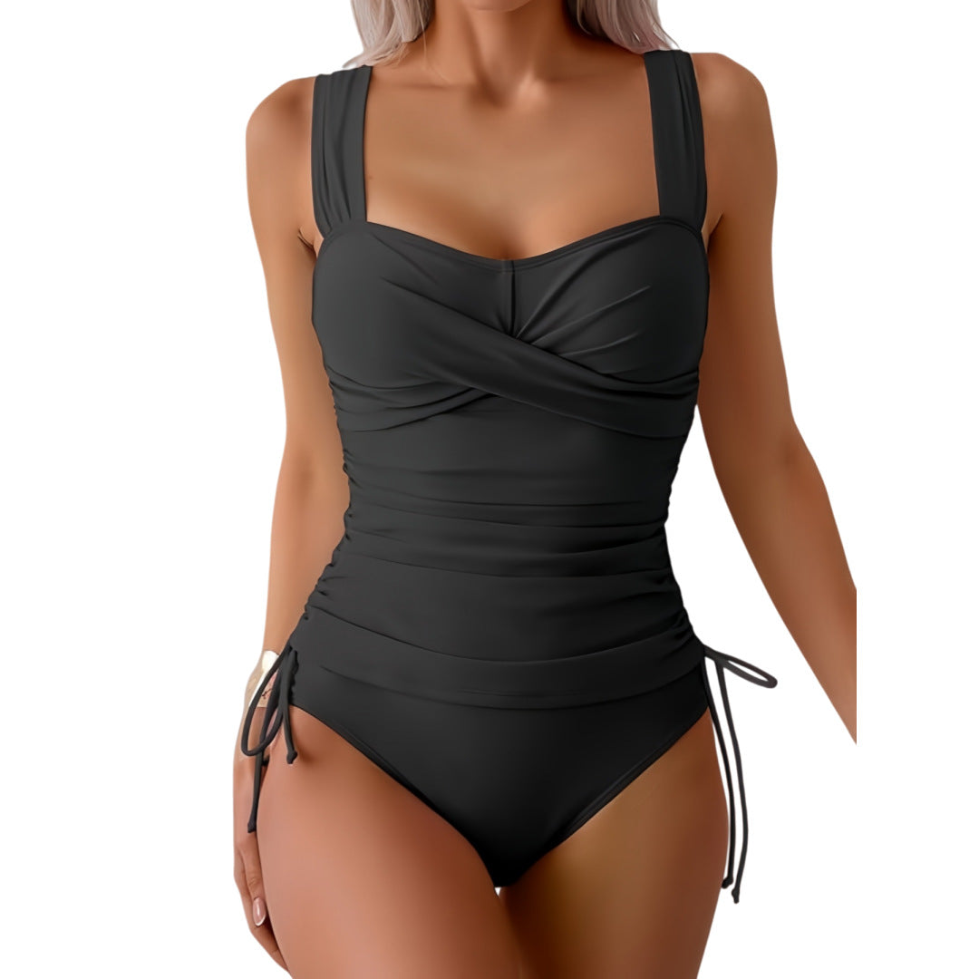 Damen Einteiliger Badeanzug mit modernem Wickeldesign und sportlichem Schnitt Drune