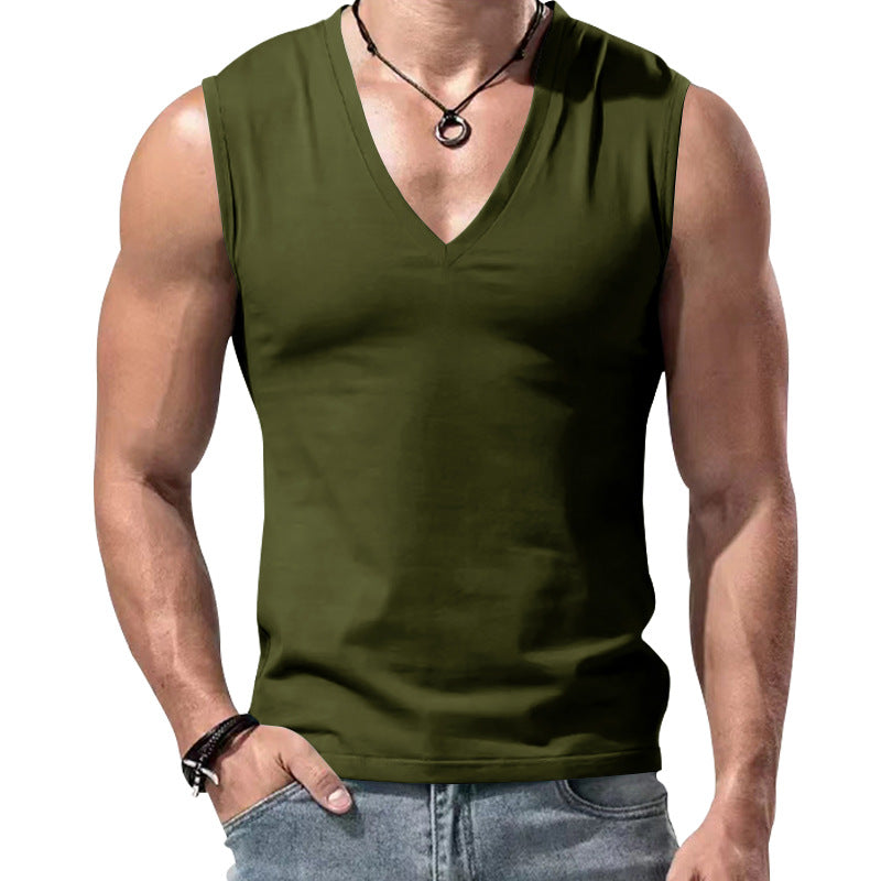 Herren nan figurbetontes ärmelloses V-Ausschnitt Muskelshirt Drune