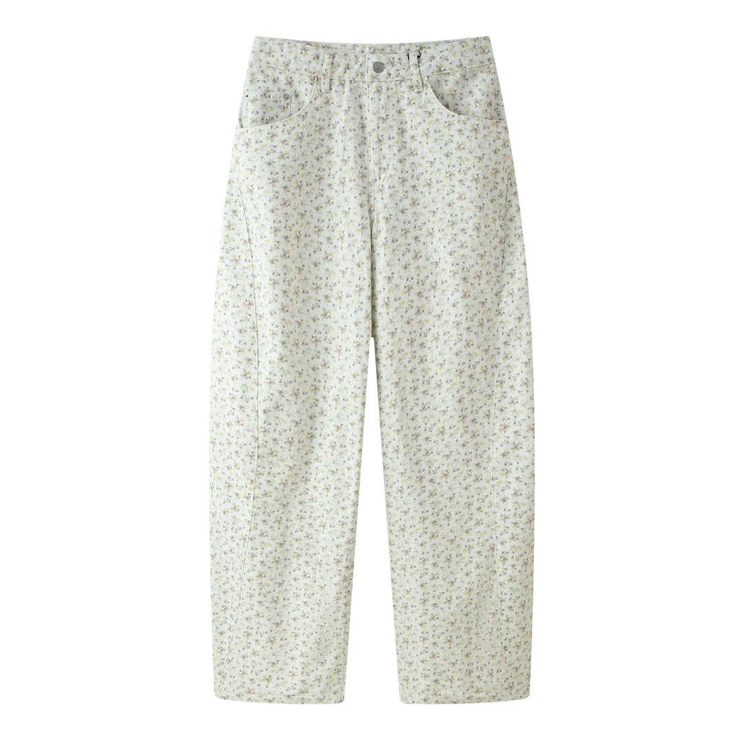 Damen Hochtaillierte weite Hose mit floralem Alloverprint und geradem Bein Drune