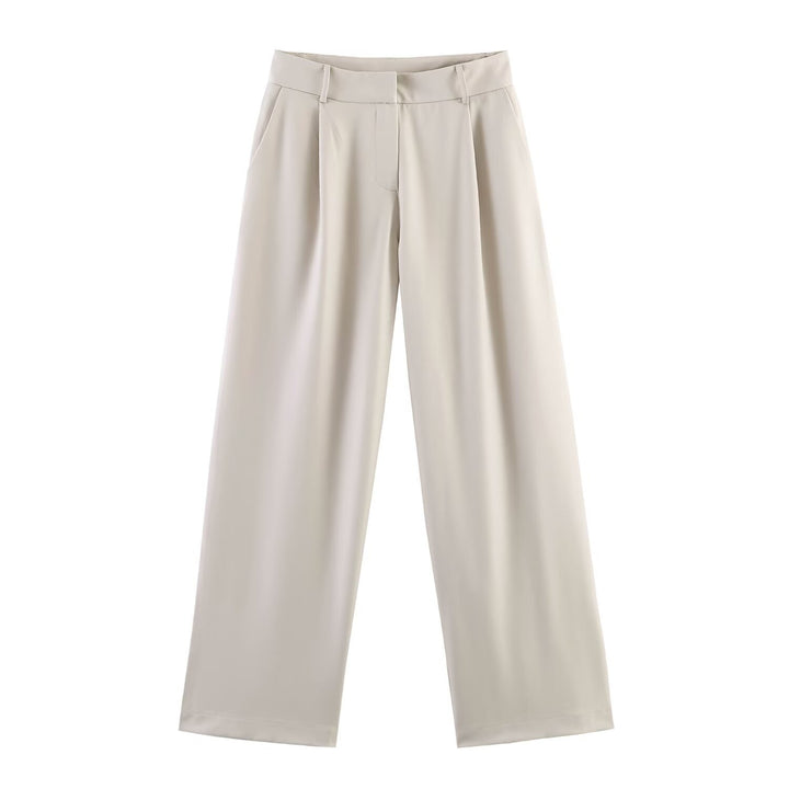 Damen Zweiteiliges Business-Anzug-Set mit kastigem Zweiknopf-Blazer und weiter hochgeschnittener Hose Drune