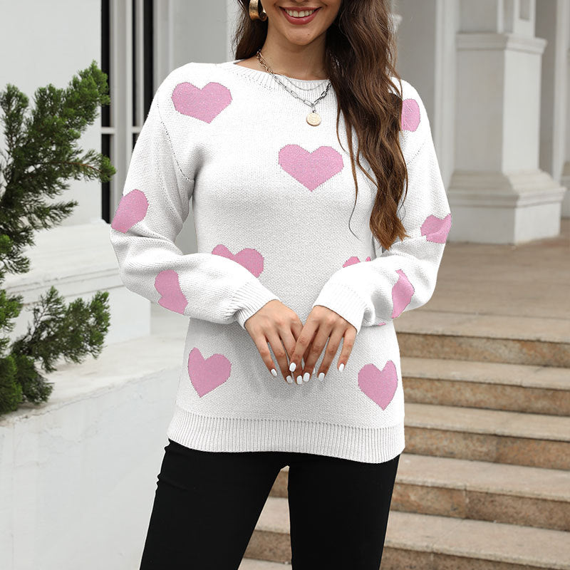 Damen Pullover mit Herzmuster und lässigem Schnitt Drune