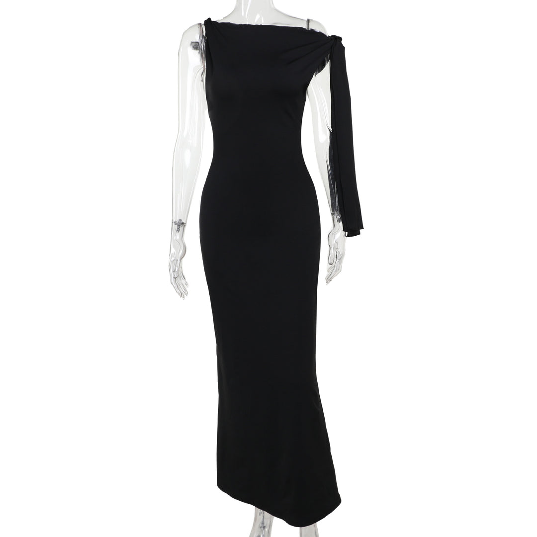 Damen elegantes Maxikleid mit asymmetrischem Design und einem ärmellosen Schnitt Drune