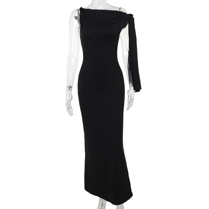 Damen elegantes Maxikleid mit asymmetrischem Design und einem ärmellosen Schnitt Drune