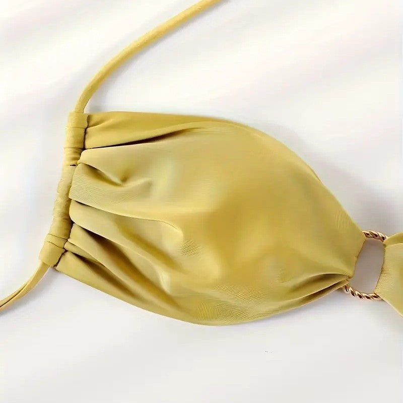 Damen Bandeau-Bikini mit dekorativen Ringen Drune