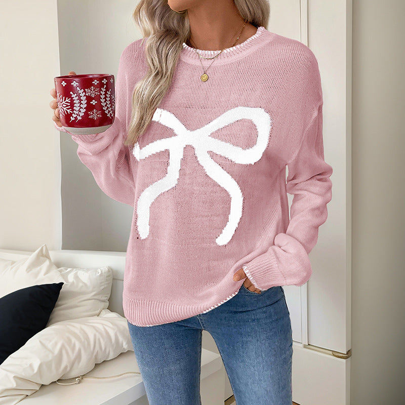 Damen Bequemer Pullover mit Schleifenmuster Drune
