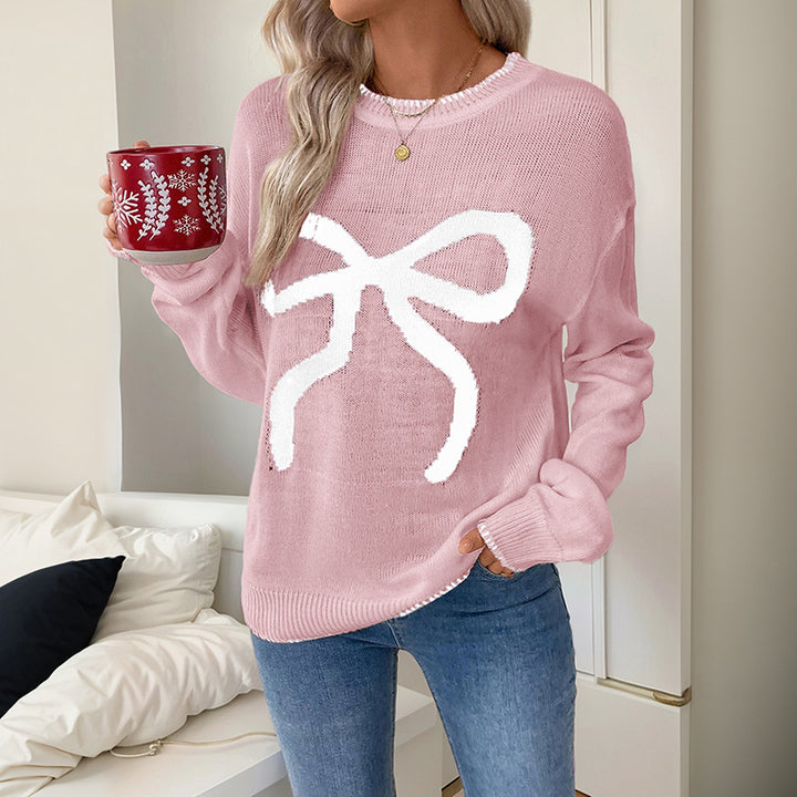 Damen Bequemer Pullover mit Schleifenmuster Drune
