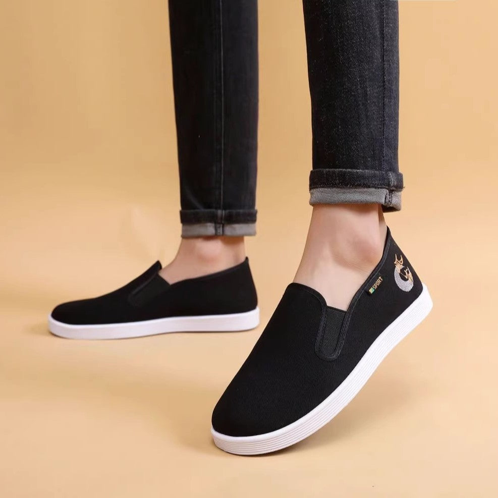Herren Baumwoll-Slip-On mit gesticktem Motiv und rutschfester Gummisohle Drune