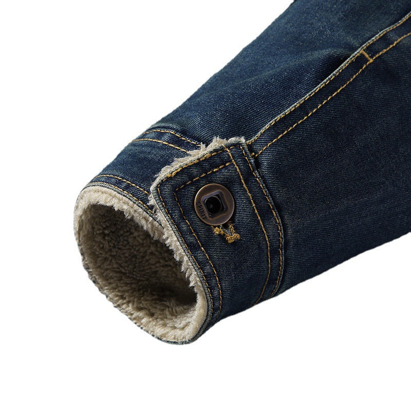Herren Lässige Jeansjacke mit Teddyfutter Drune