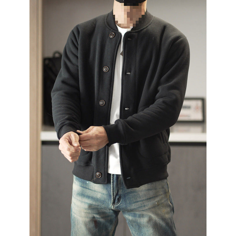 Herren Bequeme Fleecejacke mit Knöpfen Drune