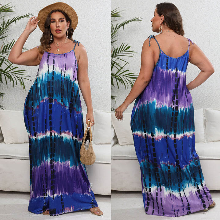 Damen luftiges Maxikleid mit buntem Batikmuster Drune