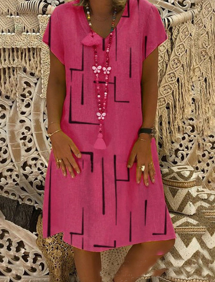 Damen Lässiges Sommerkleid mit modernem grafischem Design und schmeichelndem Schnitt Drune