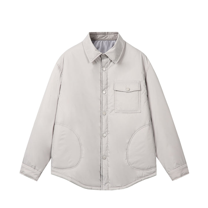 Unisex Kurz geschnittener Thermo‑Hemdblouson mit Hemdkragen und Pattentasche Drune