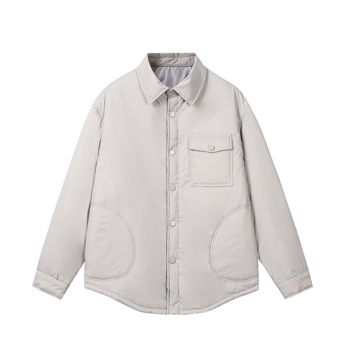 Unisex Kurz geschnittener Thermo‑Hemdblouson mit Hemdkragen und Pattentasche Drune