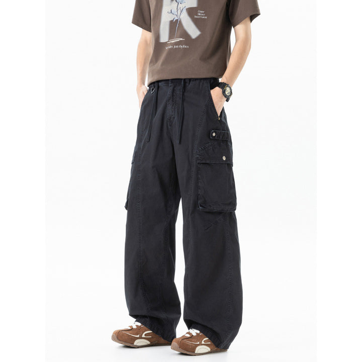 Herren weite Cargo-Hose im Baggy‑Schnitt mit Utility‑Taschen und Kordelbund Drune