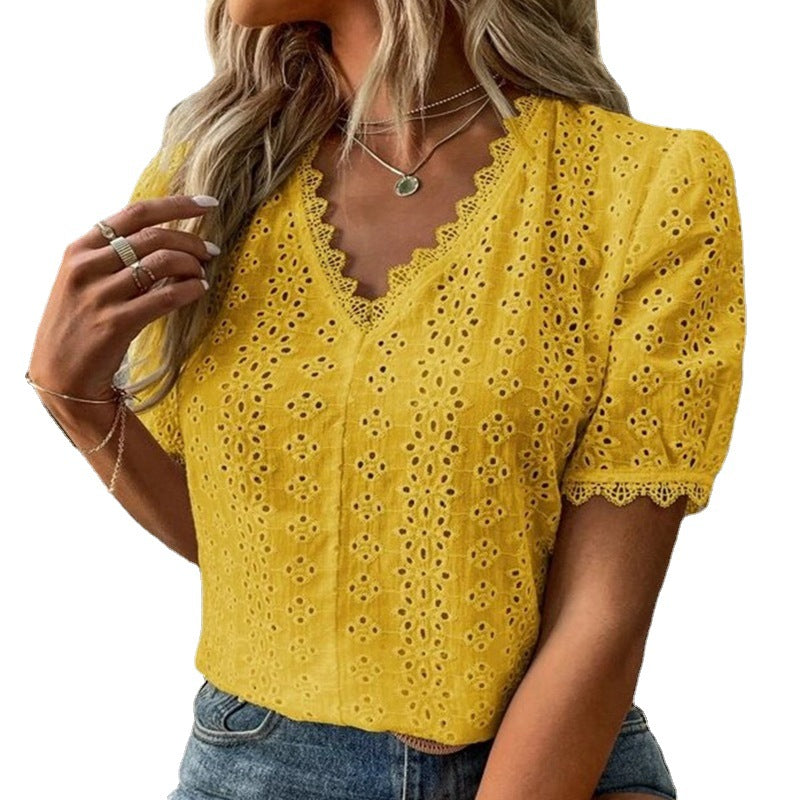 Damen Bluse mit Lochstickerei Drune