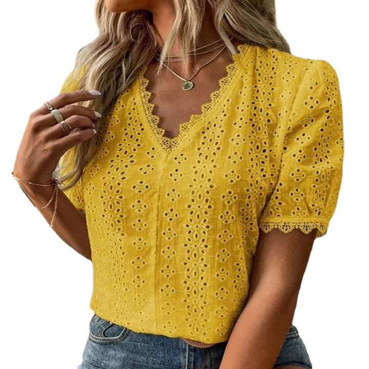 Damen Bluse mit Lochstickerei Drune