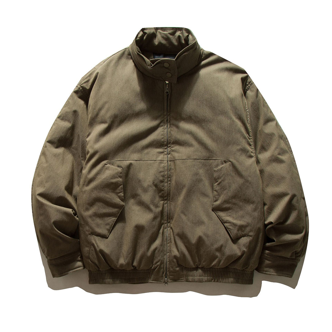Herren Kurz geschnittene isolierte Blousonjacke im Field‑Look mit hohem Stehkragen und Pattentaschen Drune