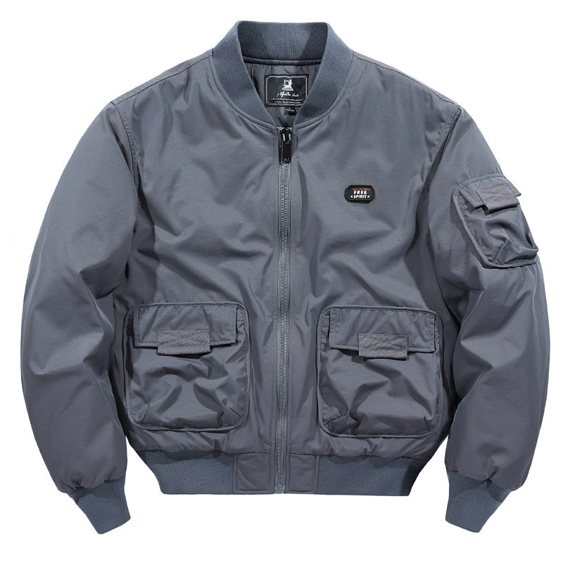 Herren leichte Aviator-Bomberjacke mit großen Cargo‑Taschen und Ärmel‑Utilityfach Drune