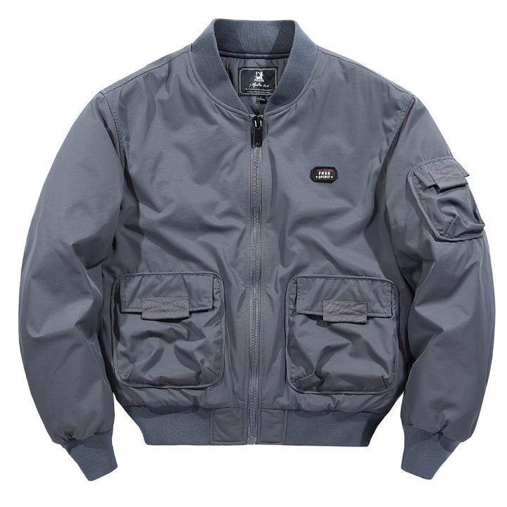 Herren leichte Aviator-Bomberjacke mit großen Cargo‑Taschen und Ärmel‑Utilityfach Drune