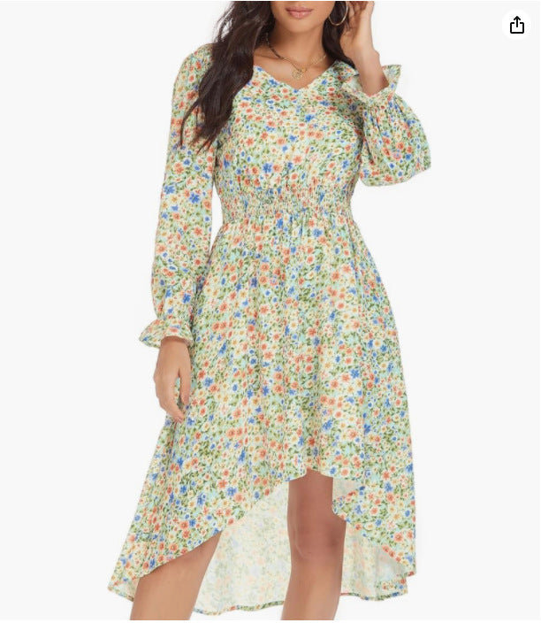 Damen Blumenmuster Kleid Drune