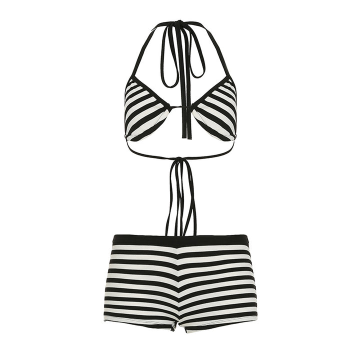 Damen Bikini-Set mit klassischem Streifenmuster und verstellbaren Trägern Drune