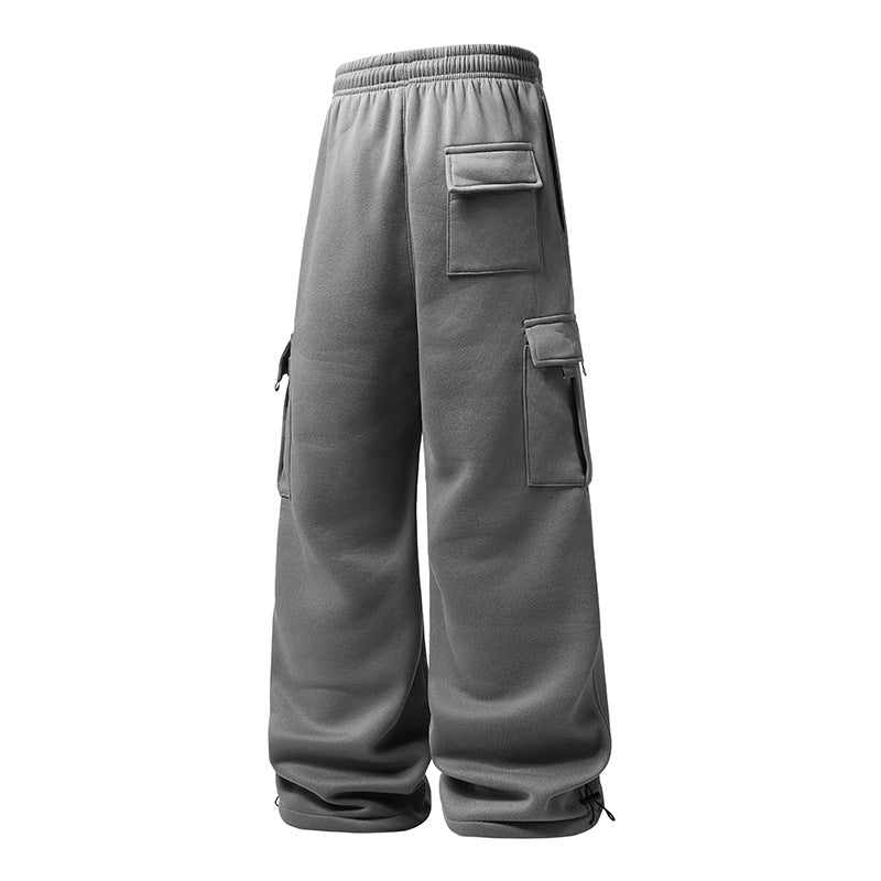 Herren Weite Cargo-Jogginghose mit Thermofleece, Tunnelzugbund & verstellbaren Beinabschlüssen Drune