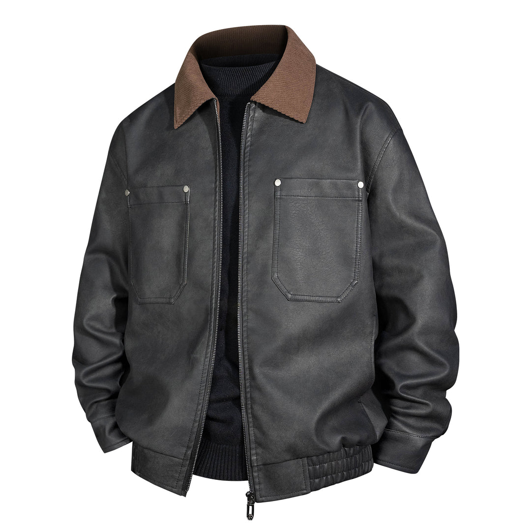 Herren Kurzjacke aus Veloursleder-Imitat mit geripptem Kragen und aufgesetzten Brusttaschen Drune