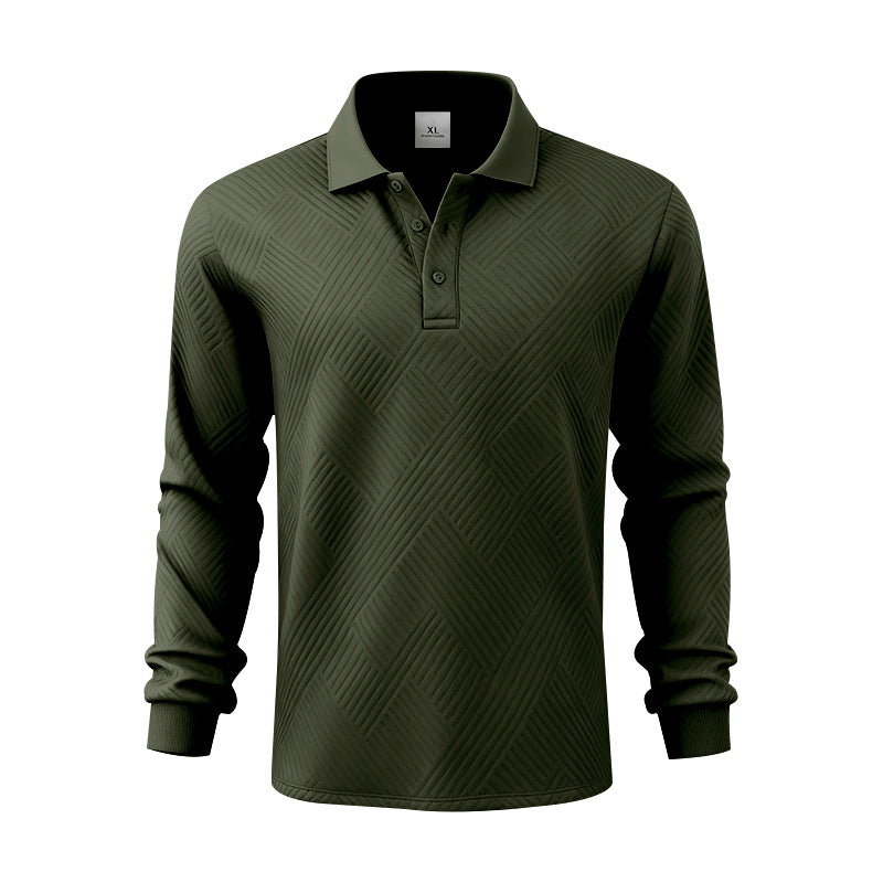 Herren nan langärmeliges Poloshirt aus strukturiertem Jacquardstrick Drune